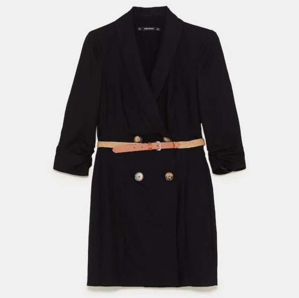 New Zara linen black dress size S